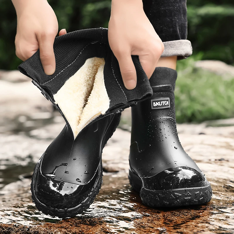 Baitcasting Reel - Men Winter Waterproof Rain Boots Fleece